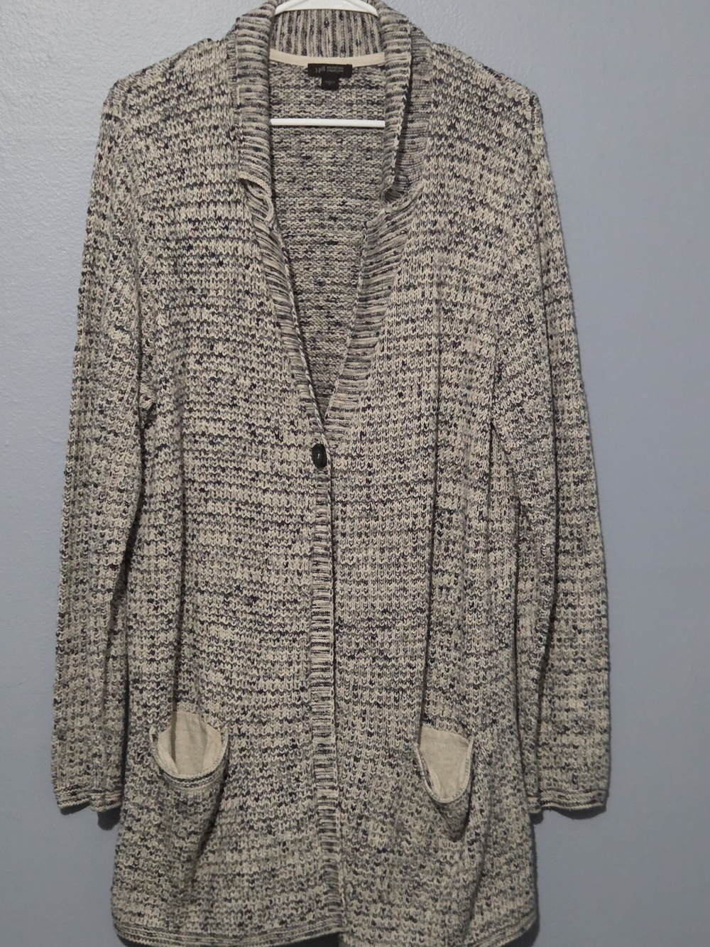 J. Jill Marled Cream and Blue Cardigan Sweater